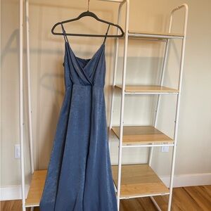 Lulu's Elegant Slate Blue Maxi Dress
